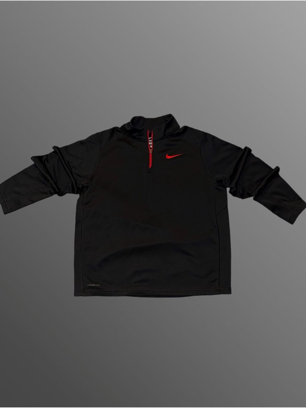 Nike Men’s Therma-fit Black Quarter-Zip Pullover with Red Accents